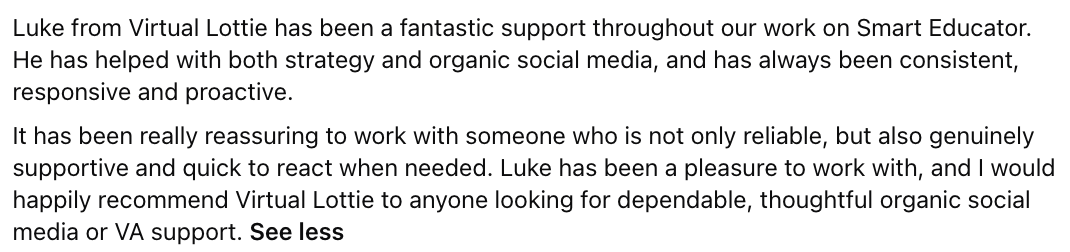 Testimonial from Adam