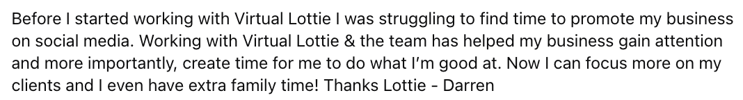 Testimonial from Darren