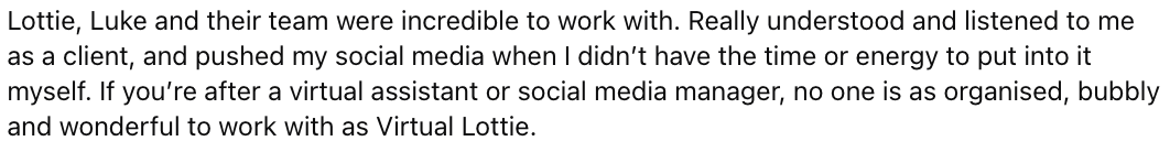 Testimonial from Jade
